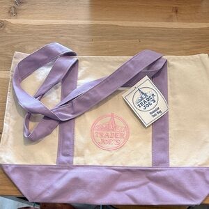 Trader Joe's Lavender-Trim Canvas Tote Bag